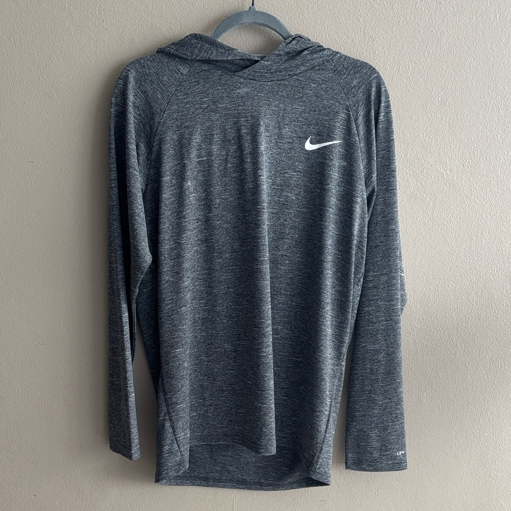 Nike Dri-Fit Swim Charcoal Long Sleeve Rash Guard Hoodie UPF 40+ Men Medium
